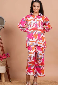Digital Printed Modal Satin Co-Ord Set in Multicolor