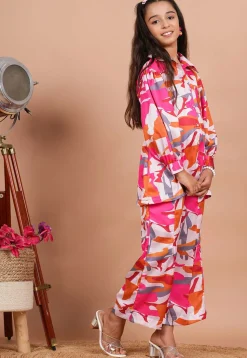 Digital Printed Modal Satin Co-Ord Set in Multicolor