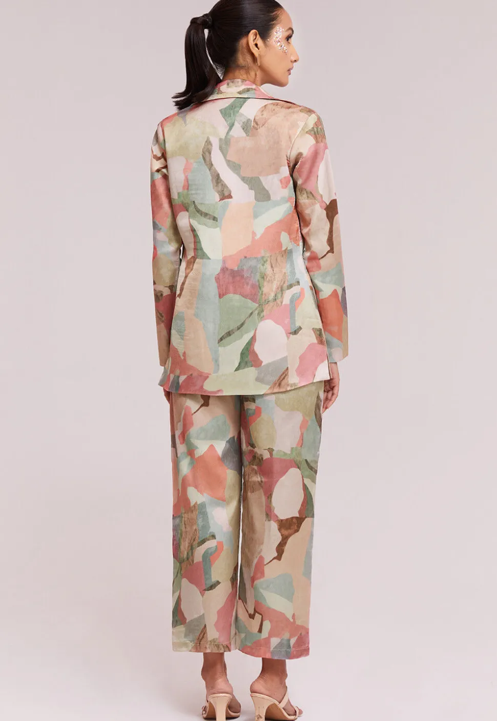 Digital Printed Modal Silk Co Ord Set in Light Green and Multicolor