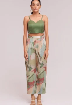 Digital Printed Modal Silk Co Ord Set in Light Green and Multicolor