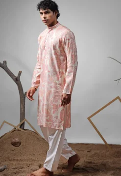 Digital Printed Modal Silk Kurta Set in Pink