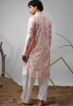 Digital Printed Modal Silk Kurta Set in Pink