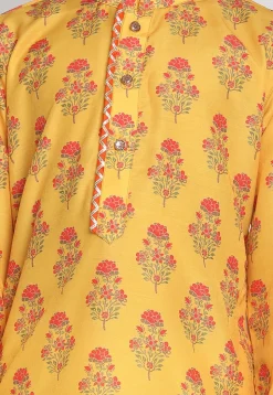 Digital Printed Muslin Cotton Kurta in Mustard