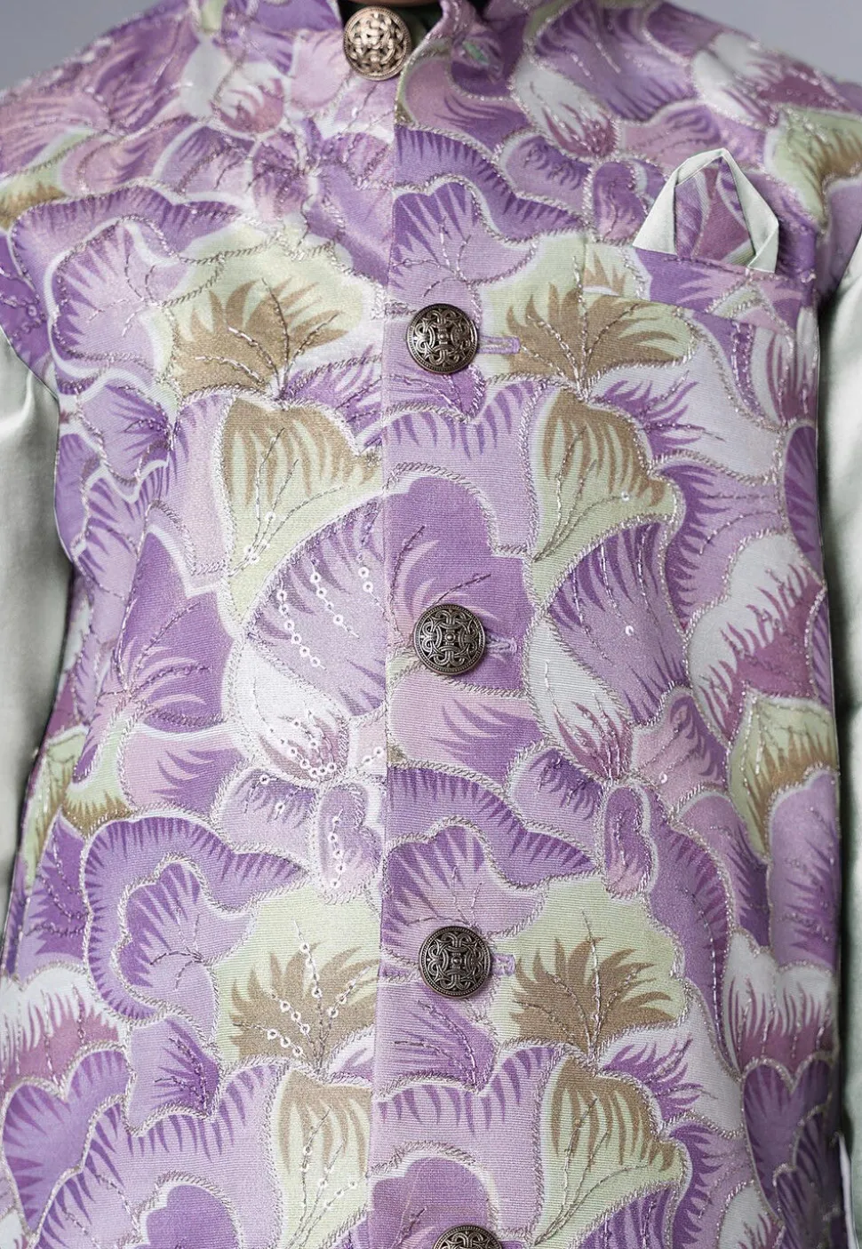 Digital Printed Muslin Silk Kurta Set in White