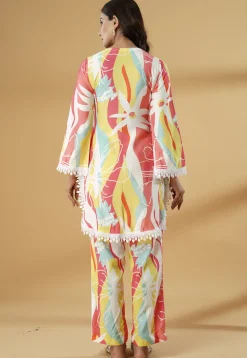 Digital Printed Muslin Silk Pakistani Suit in Multicolor