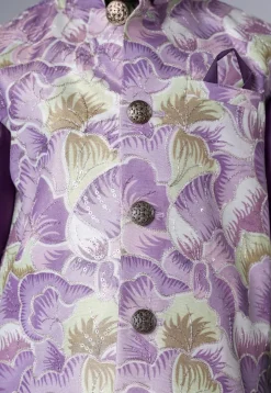 Digital Printed Muslin Silk Kurta Set in Dark Purple