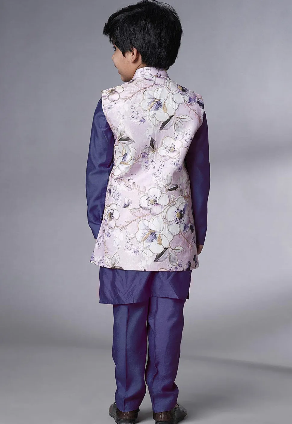 Digital Printed Muslin Silk Kurta Set in Blue