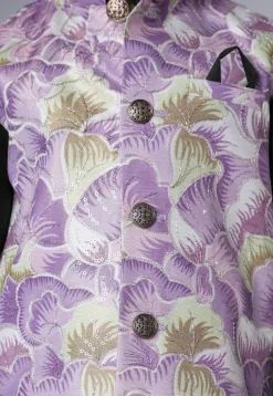 Digital Printed Muslin Silk Kurta Set in Black