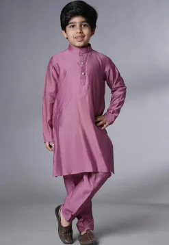 Digital Printed Muslin Silk Kurta Set in Purple
