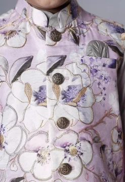 Digital Printed Muslin Silk Kurta Set in Grey