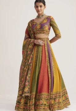 Digital Printed Organza Lehenga in Multicolor