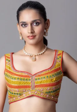 Digital Printed Organza Lehenga in Mustard