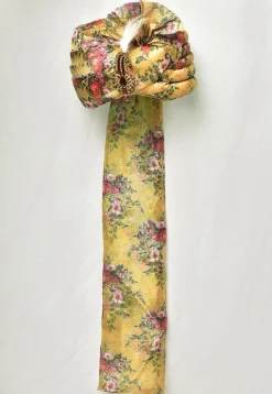 Digital Printed Organza Turban in Mustard
