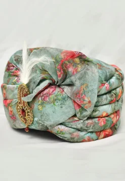 Digital Printed Organza Turban in Light Green