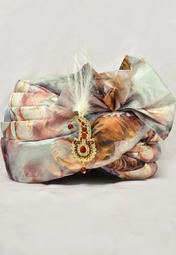 Digital Printed Organza Turban in Multicolor