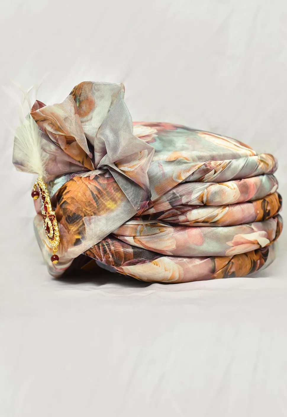 Digital Printed Organza Turban in Multicolor