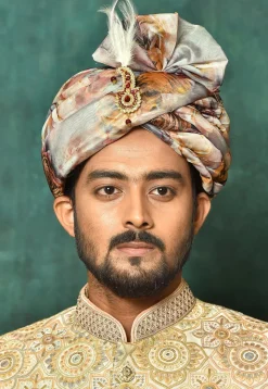 Digital Printed Organza Turban in Multicolor
