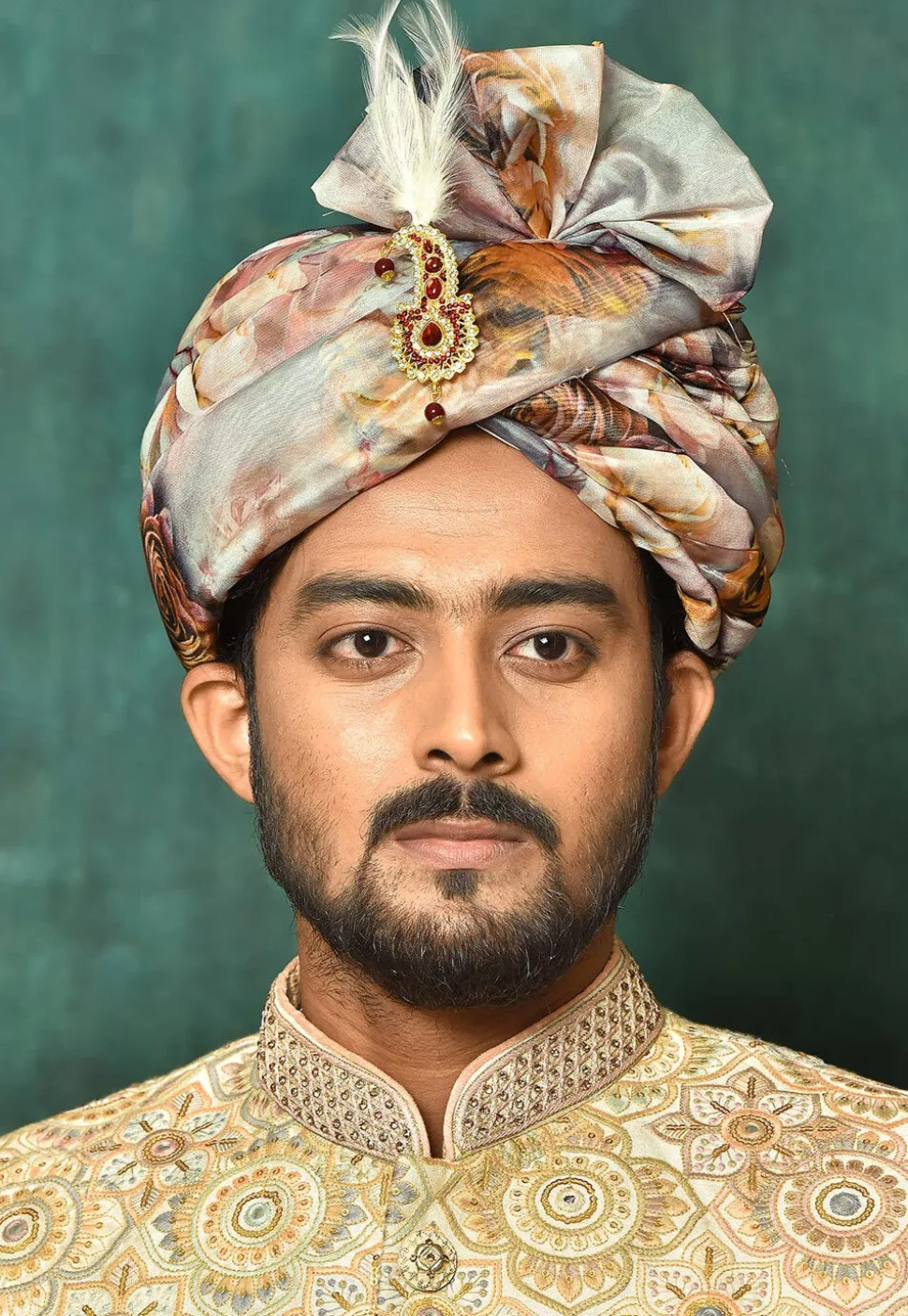 Digital Printed Organza Turban in Multicolor