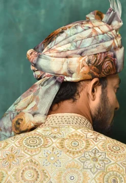 Digital Printed Organza Turban in Multicolor