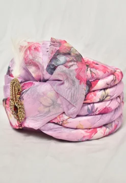 Digital Printed Organza Turban in Light Purple