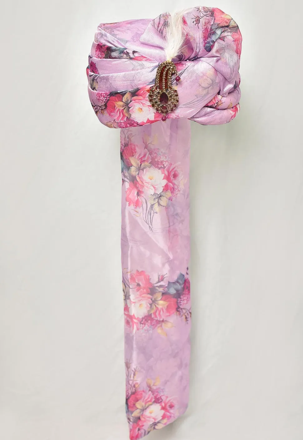 Digital Printed Organza Turban in Light Purple