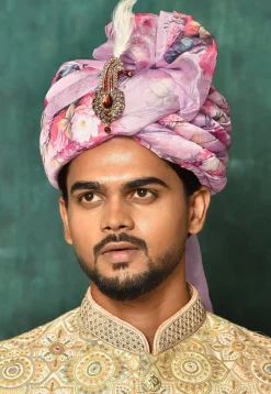 Digital Printed Organza Turban in Light Purple