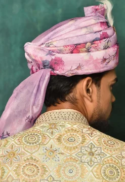 Digital Printed Organza Turban in Light Purple