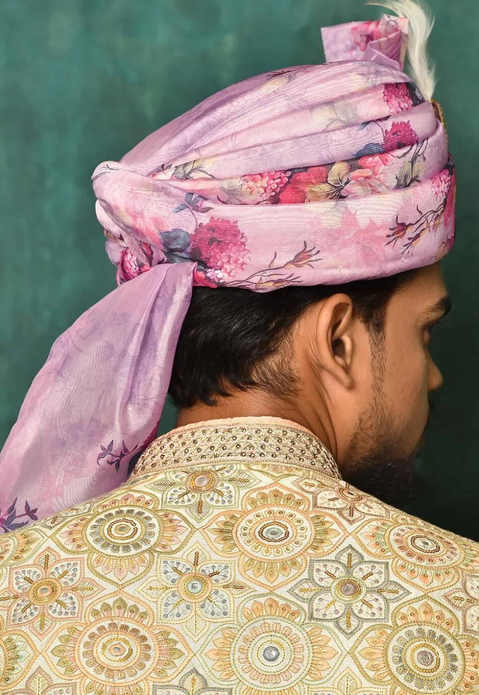 Digital Printed Organza Turban in Light Purple