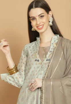 Digital Printed Poly Cotton Lehenga in Grey