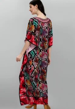 Digital Printed Polyester Kaftan in Multicolor