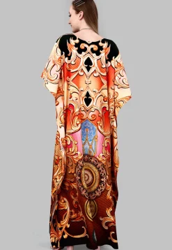 Digital Printed Polyester Kaftan in Multicolor