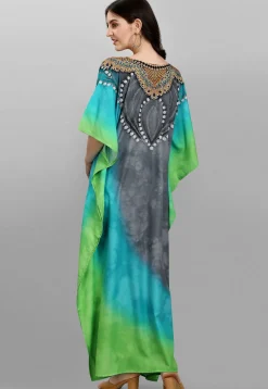 Digital Printed Polyester Kaftan in Multicolor