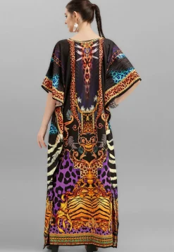 Digital Printed Polyester Kaftan in Multicolor