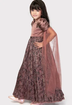 Digital Printed Polyester Gown in Old Rose