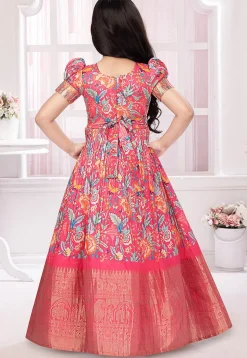 Digital Printed Polyester Gown in Pink