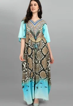 Digital Printed Polyester Kaftan in Multicolor