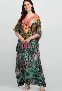 Digital Printed Polyester Kaftan in Multicolor