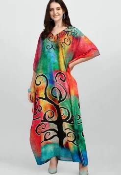 Digital Printed Polyester Kaftan in Multicolor