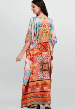 Digital Printed Polyester Kaftan in Multicolor