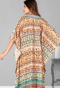 Digital Printed Polyester Kaftan in Multicolor