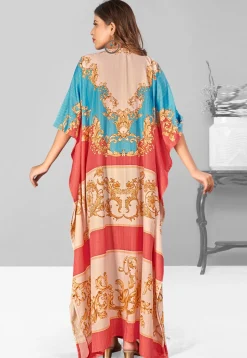 Digital Printed Polyester Kaftan in Multicolor