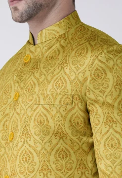 Digital Printed Polyester Jodhpuri Jacket in Beige