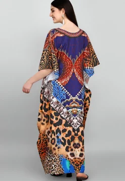 Digital Printed Polyester Kaftan in Multicolor