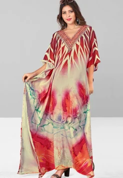 Digital Printed Polyester Kaftan in Multicolor