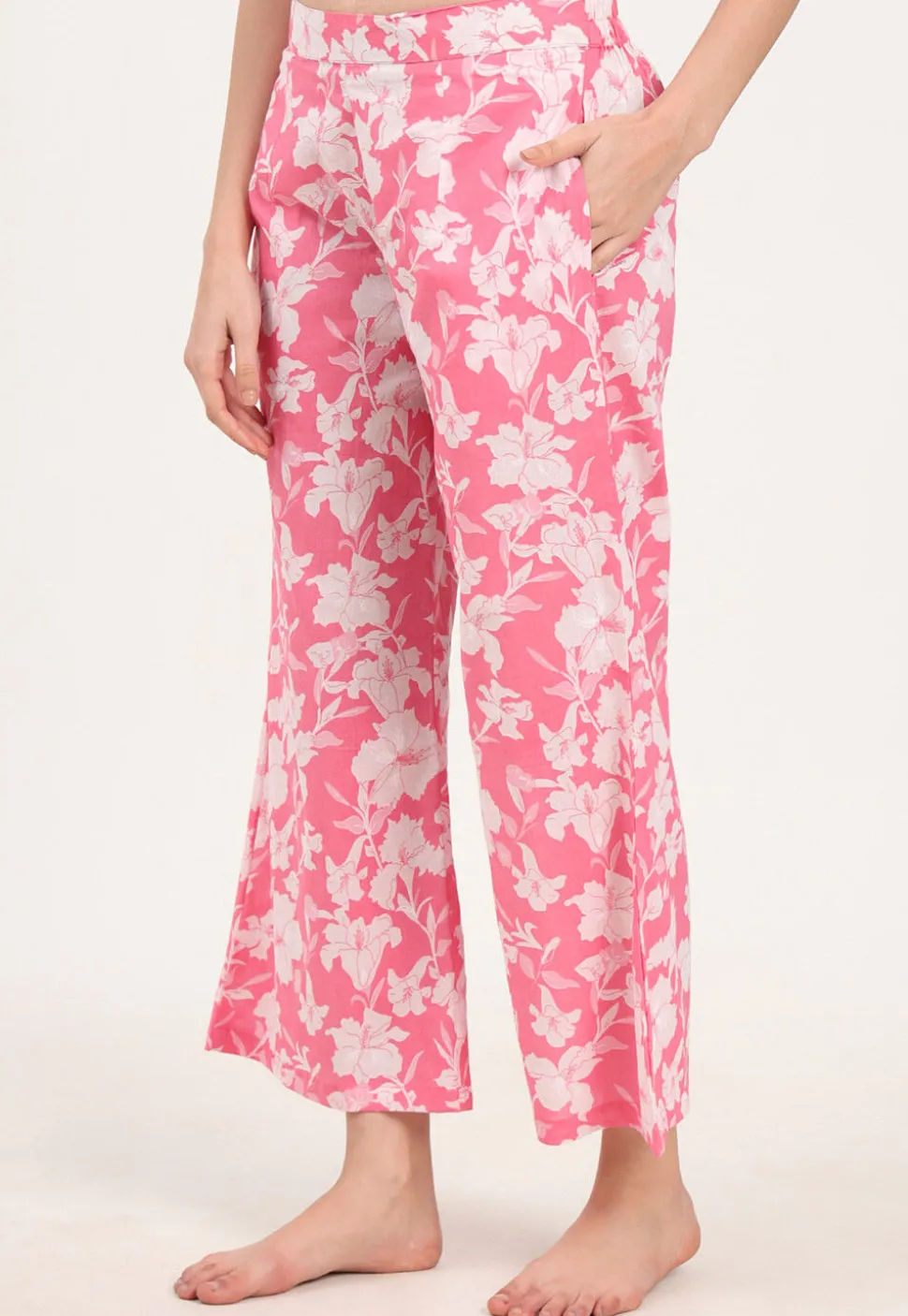 Digital Printed Pure Cotton Co Ord Set in Pink
