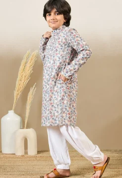 Digital Printed Pure Cotton Kurta Set in Multicolor