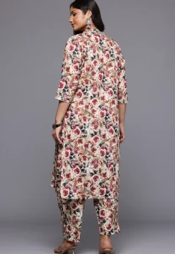 Digital Printed Pure Cotton Straight Kurta Set in Multicolor