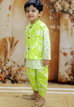 Digital Printed Pure Cotton Kurta Set in White