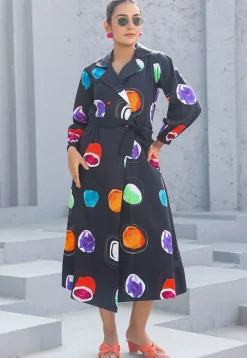 Digital Printed Pure Cotton A Line Dress in Black