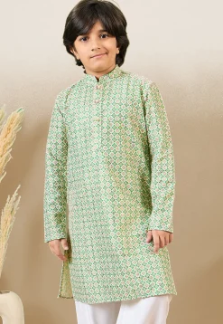 Digital Printed Pure Cotton Kurta in Green